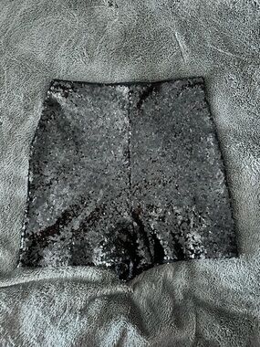 Express Black Sequin High-Waist Shorts